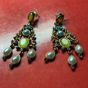 Bejeweled faux pearl earrings